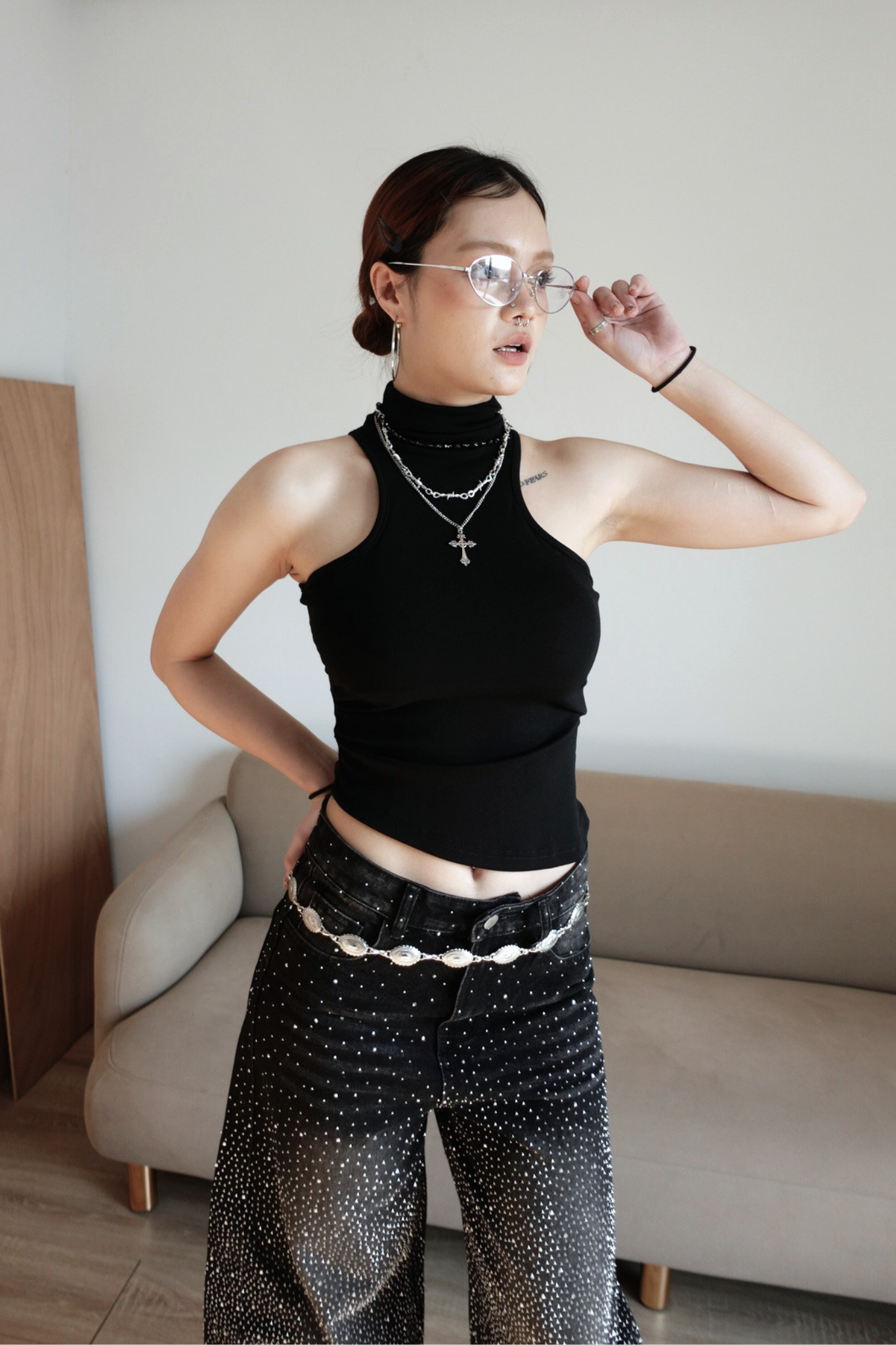 C12 時髦藝術生!小挖肩斜裁BRA TOP背心8