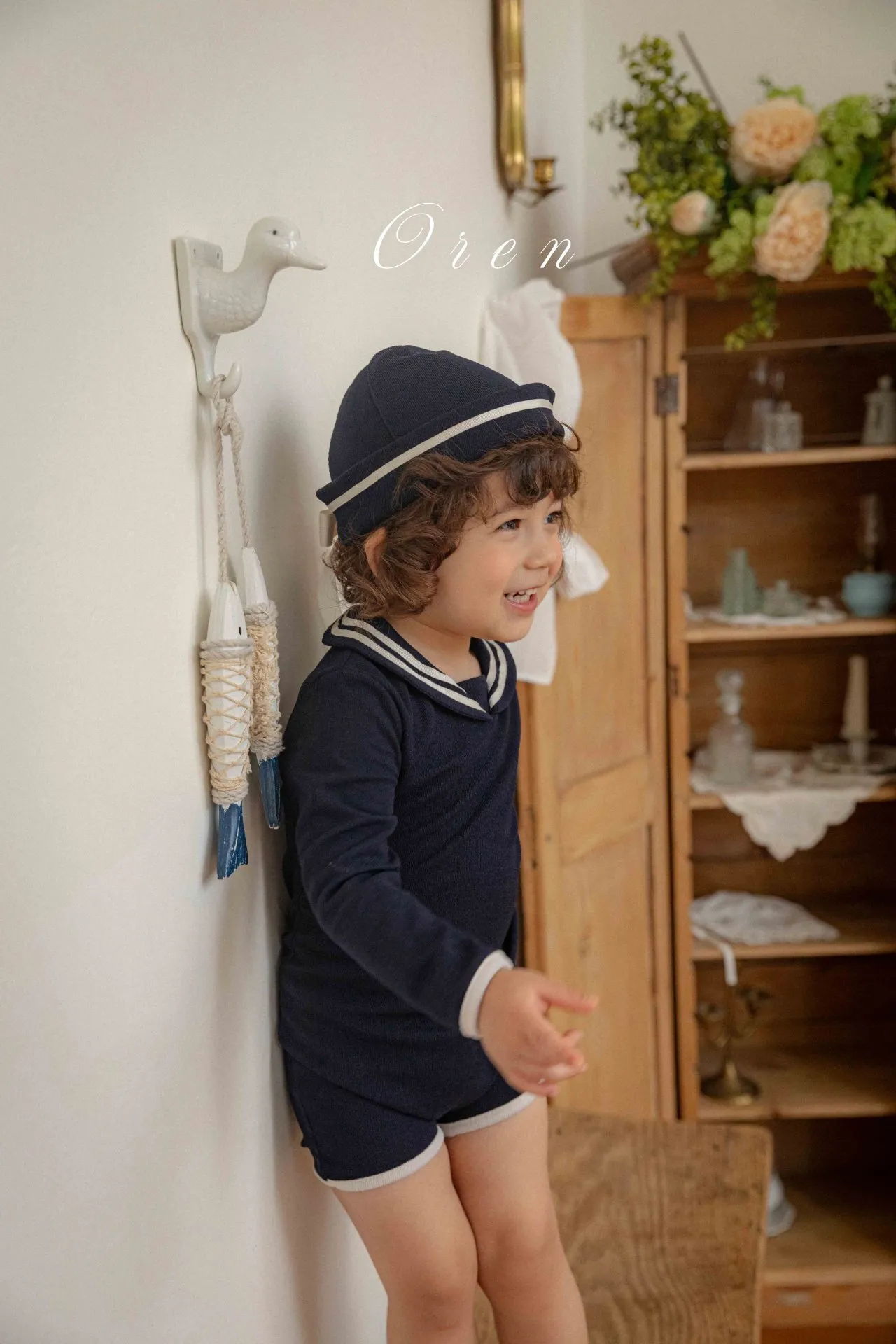 (現貨) 法式水手風男寶連身防曬泳衣3