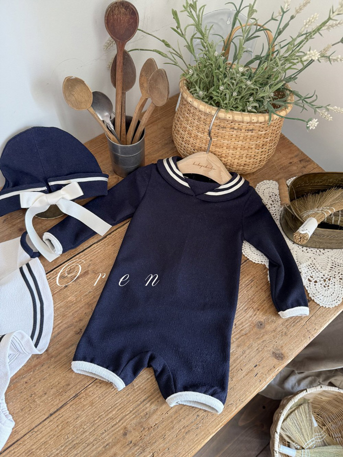 (現貨) 法式水手風男寶連身防曬泳衣1