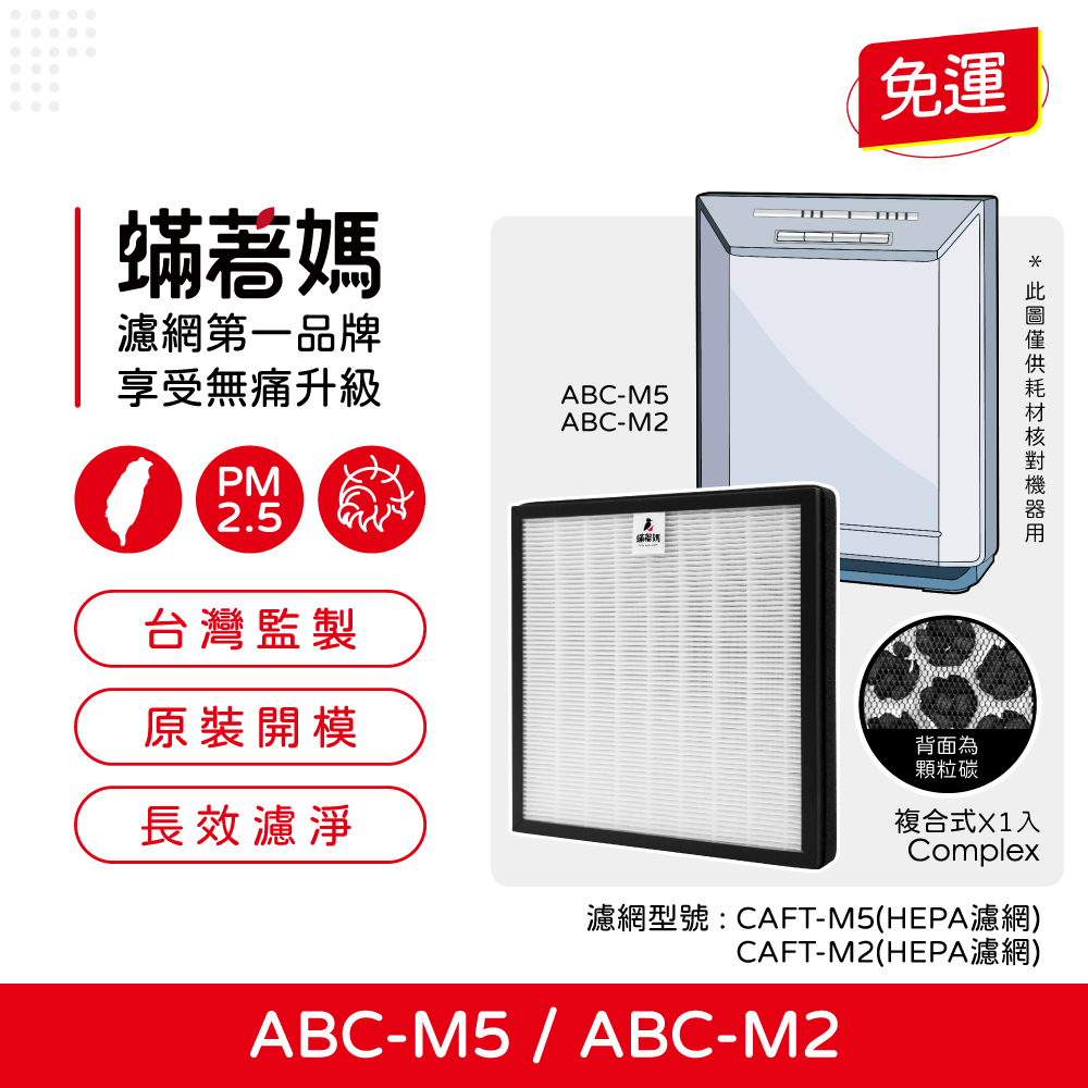 【蟎著媽】適用 SANLUX 台灣三洋 ABC-M5 ABC-M2 空氣清淨機 CAFT-M5 CAFT-M2 濾網