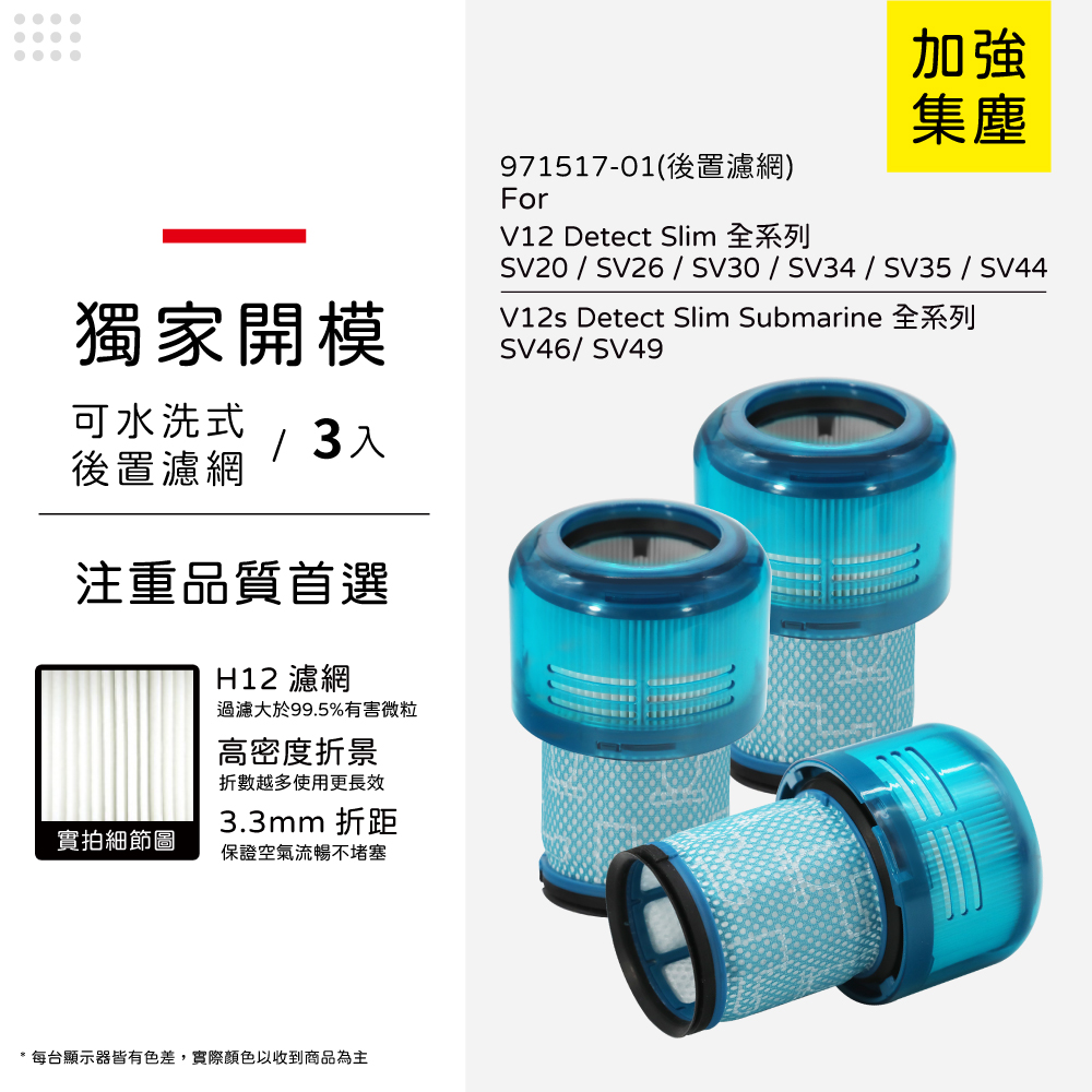 適用Dyson戴森 V12 V12s Detect Slim Absolute Clean Fluffy 集塵濾網 971517-0110