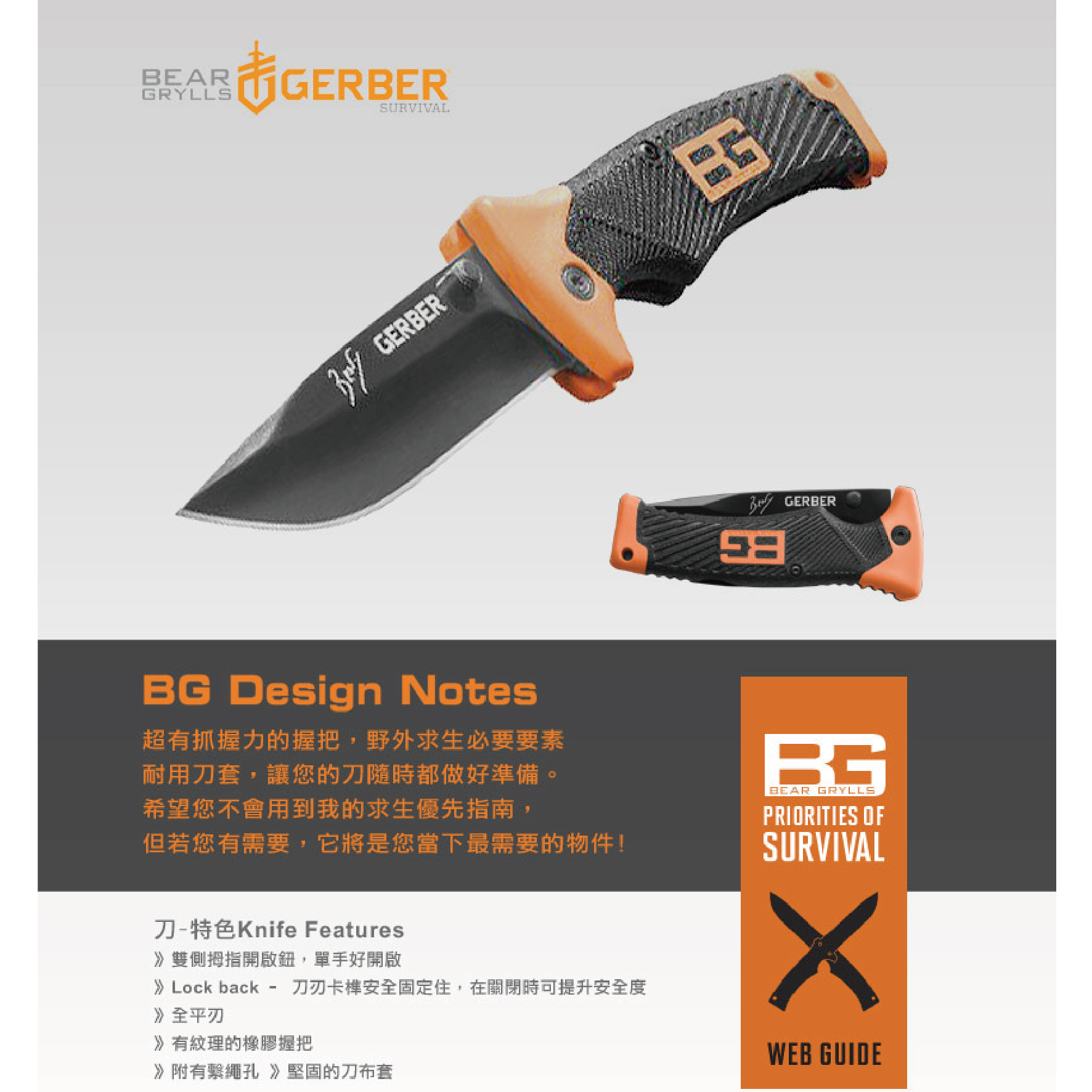 Gerber Bear Folding Sheath Knife 貝爾求生系列折刀 附尼龍套 野外求生 折刀7
