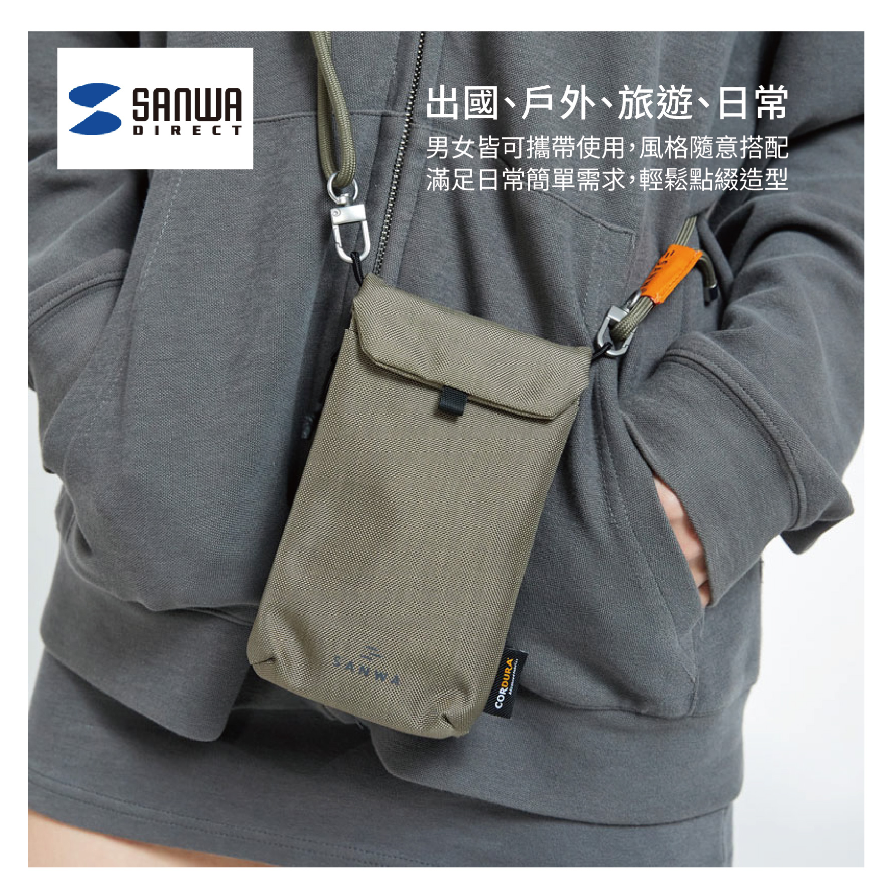 日本 SANWA SUPPLY BAG1隨身手機包 護照包 摺疊包 證件包 外出包8