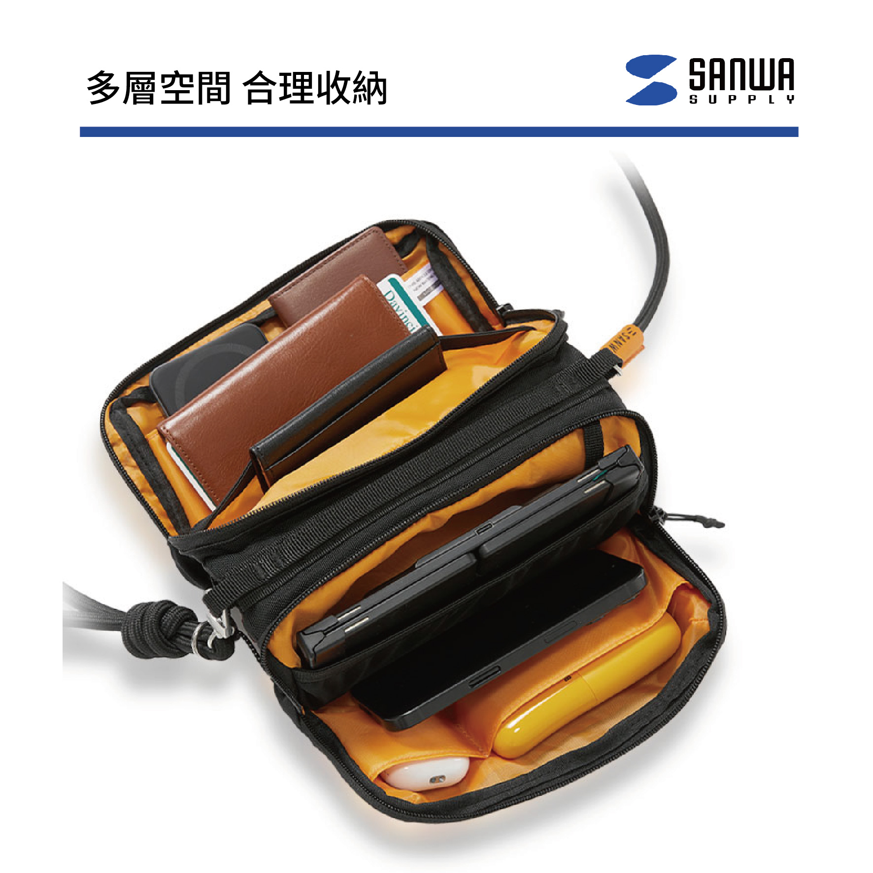 日本 SANWA SUPPLY BAG2隨身手機包 護照包 摺疊包 證件包 外出包10