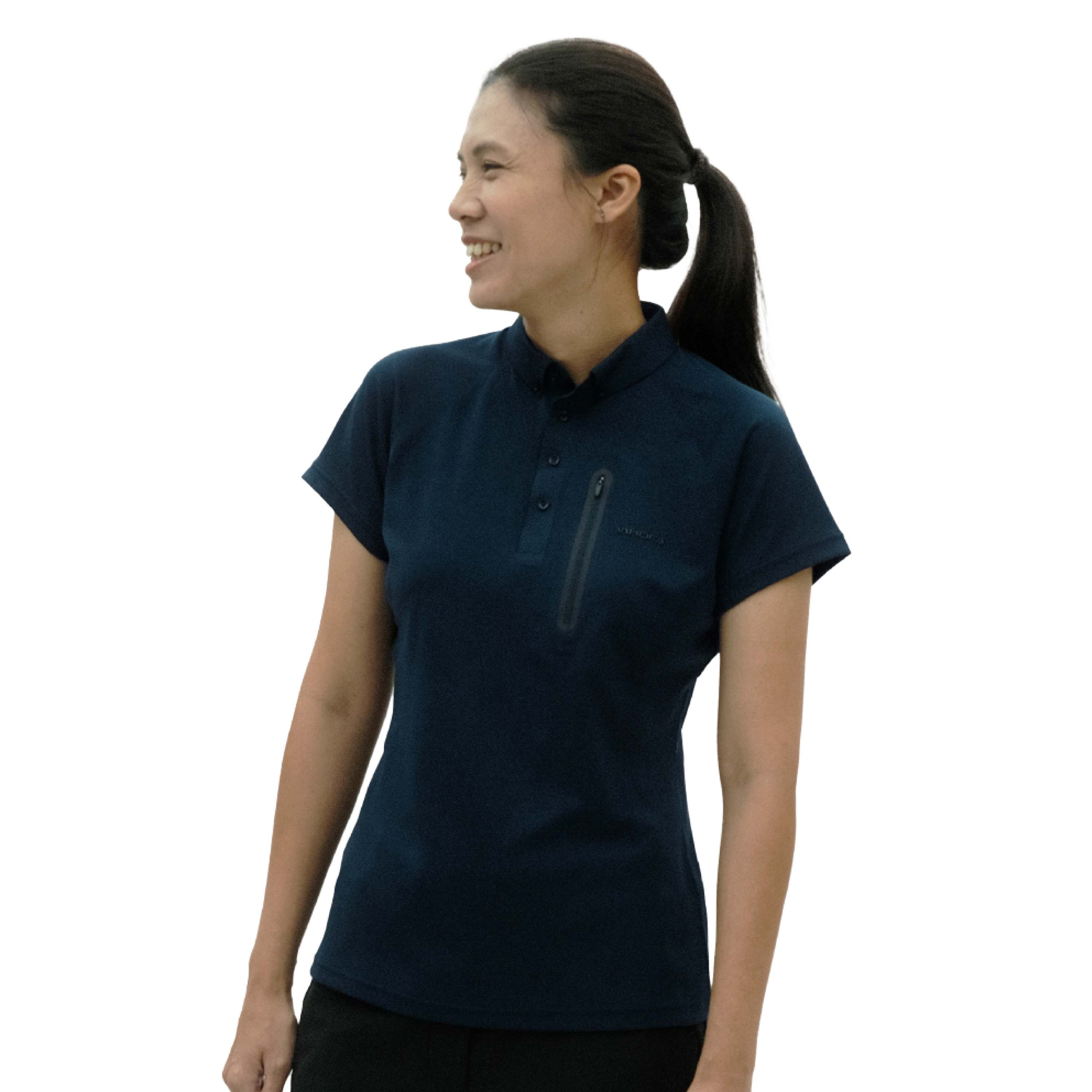 TAKODA Tipi 排汗吸臭都會休閒 POLO衫 女款 藏青色4