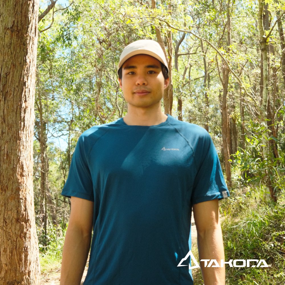 TAKODA Wi 環保機能輕量速乾圓領短袖 男款 暗岩藍/森林綠2