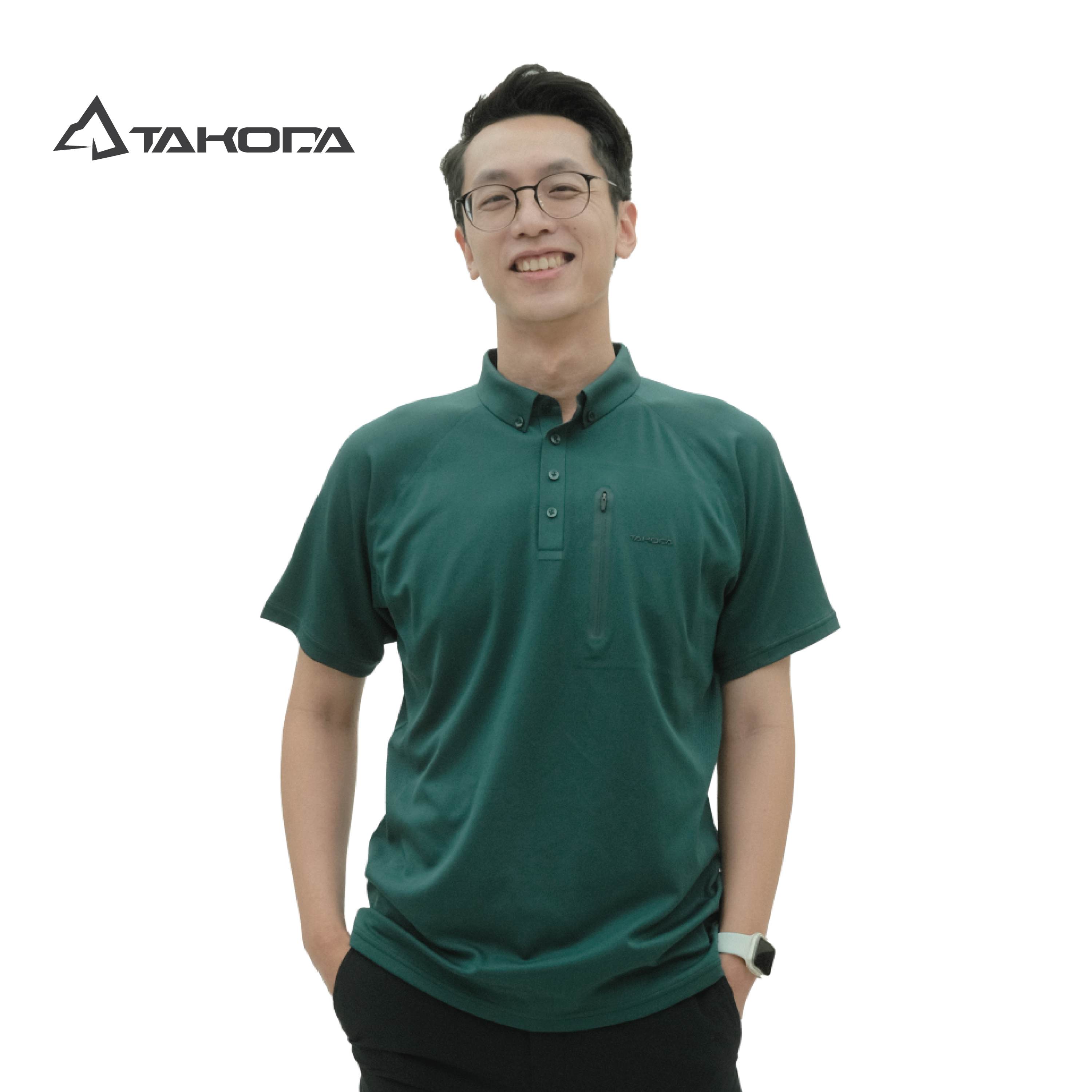 TAKODA Tipi 排汗吸臭都會休閒 POLO衫 男款 針葉綠1