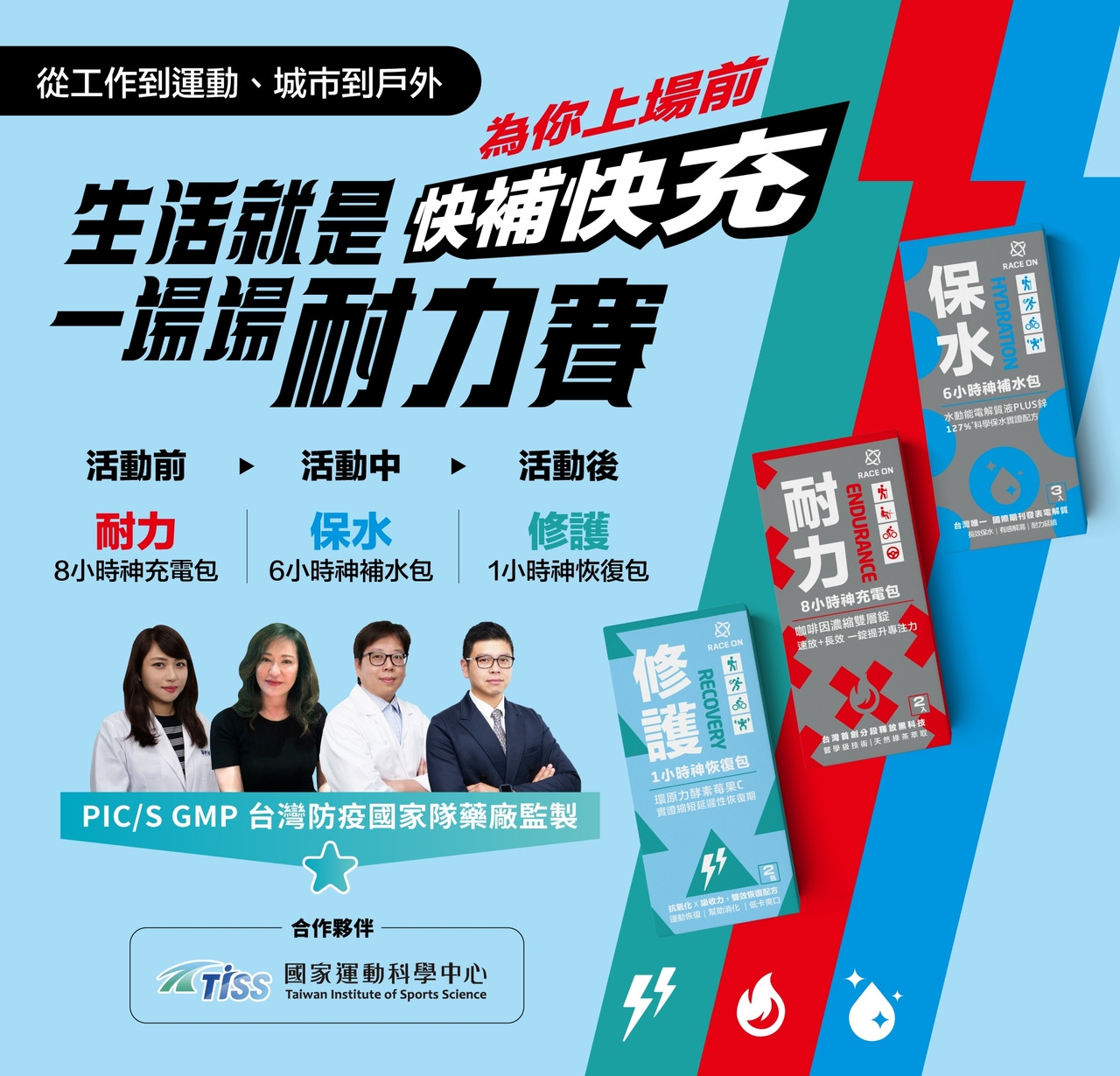 RACE ON 168機能補給隨手包(修護/耐力/保水)1
