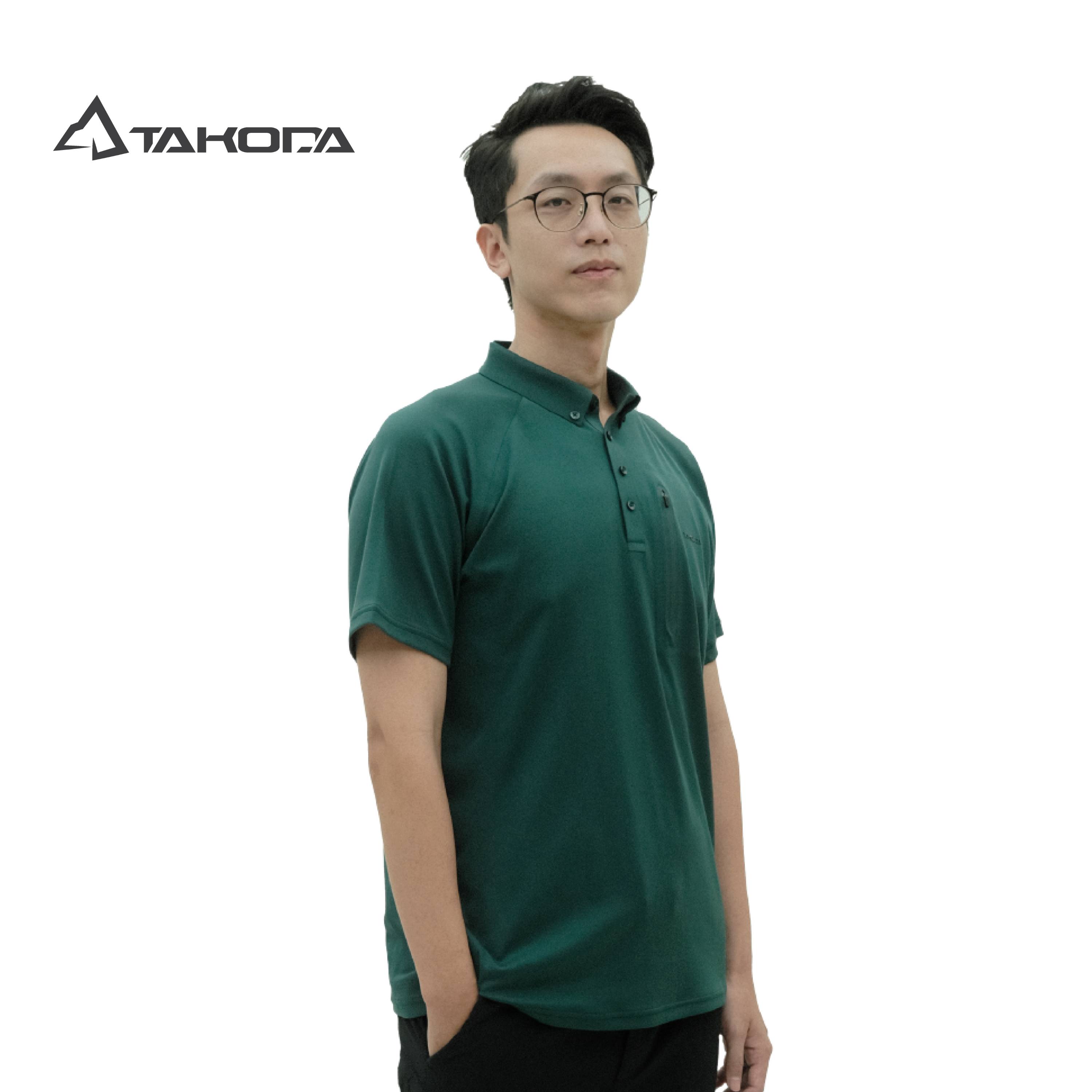 TAKODA Tipi 排汗吸臭都會休閒 POLO衫 男款 針葉綠2